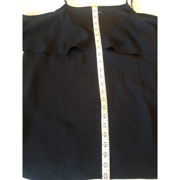 Ann Taylor Blouse Cold Shoulder Ruffle V Neckline Side Slit Black Size Medium - Picture 10 of 12
